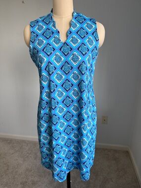 Lulu-B Blue Sleeveless Sea Turtle Shift Dress SZS